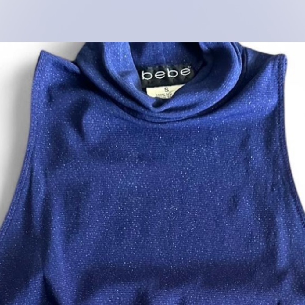 Bebe Sparkling Blue Sleeveless Crop Top